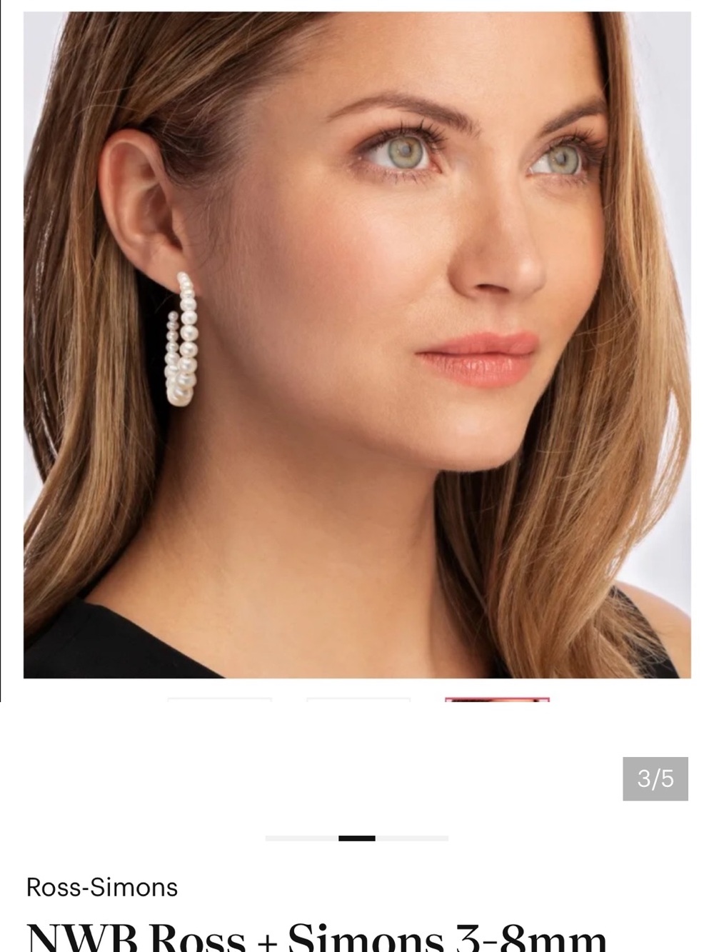 Ross Simon’s 1. 3/4” hoop pearl earrings - Picture 2 of 4